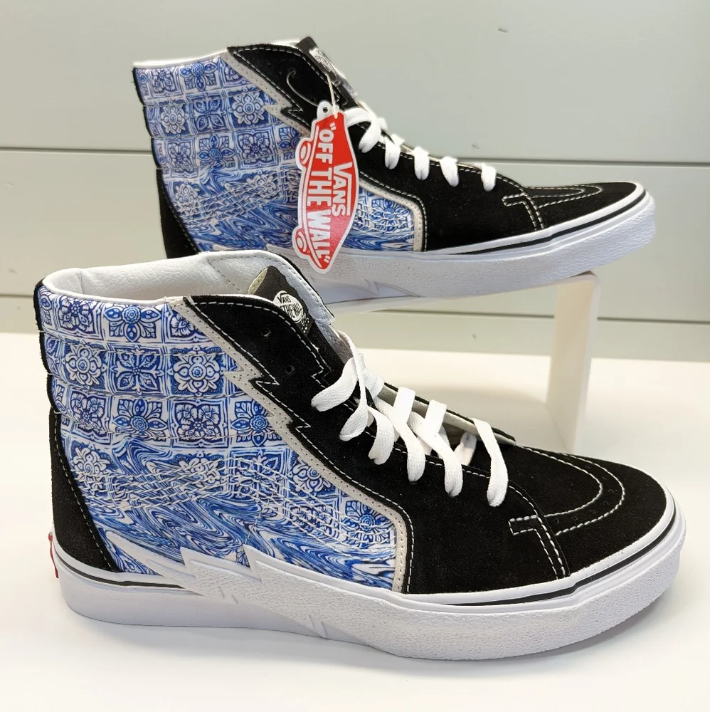 Vans SK8-Hi Bolt Liquify Black Blue Casual Fashion Hi-top sneakers size Men's 8